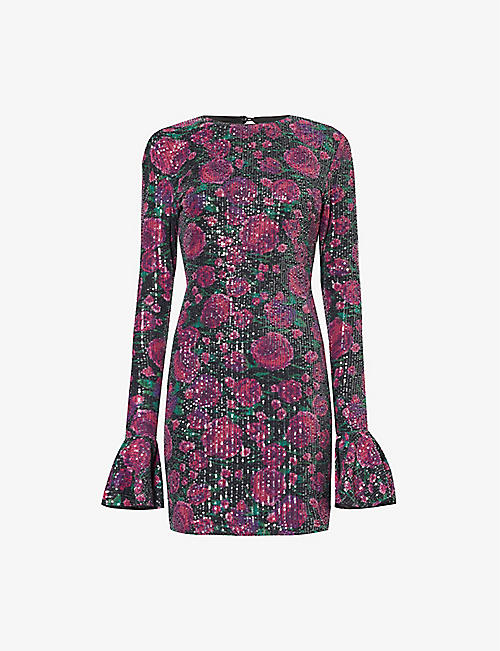 ROTATE BIRGER CHRISTENSEN: Sequin-embellished open-back recycled-polyester mini dress