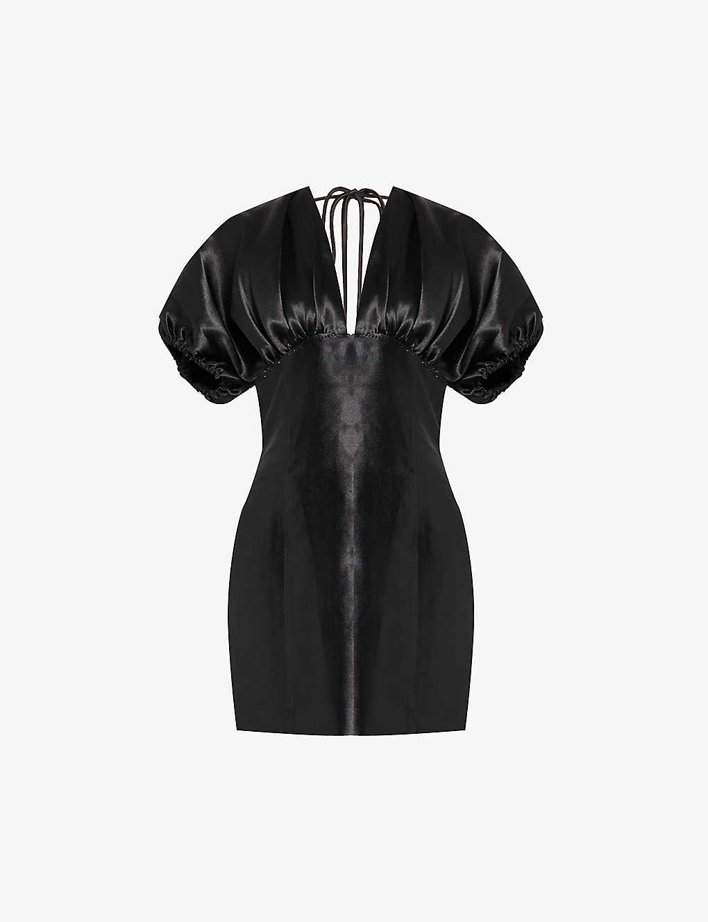 Shop Rotate Birger Christensen Rhinestone-embellished Recycled-polyester-blend Mini Dress In Black