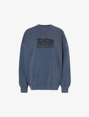 ROTATE SUNDAY: Brand-print relaxed-fit organic cotton-jersey sweatshirt