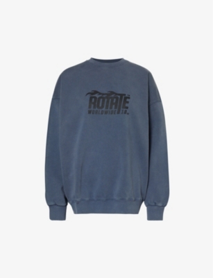 ROTATE SUNDAY Enzyme layered hooded cotton sweatshirt