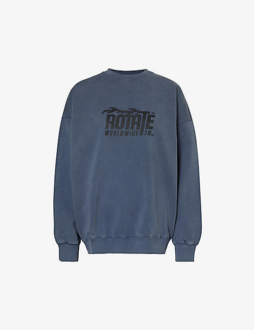 ROTATE SUNDAY: Brand-print relaxed-fit organic cotton-jersey sweatshirt