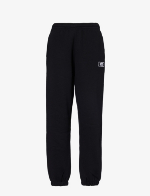 Rotate Birger Christensen Rotate Sunday Womens Black Branded-embroidery Elasticated-waistband Organic-cotton Jogging Bottoms