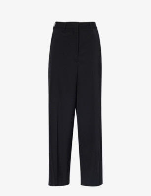 Shop Stella Mccartney Womens Black Straight-leg Mid-rise Stretch-wool Trousers