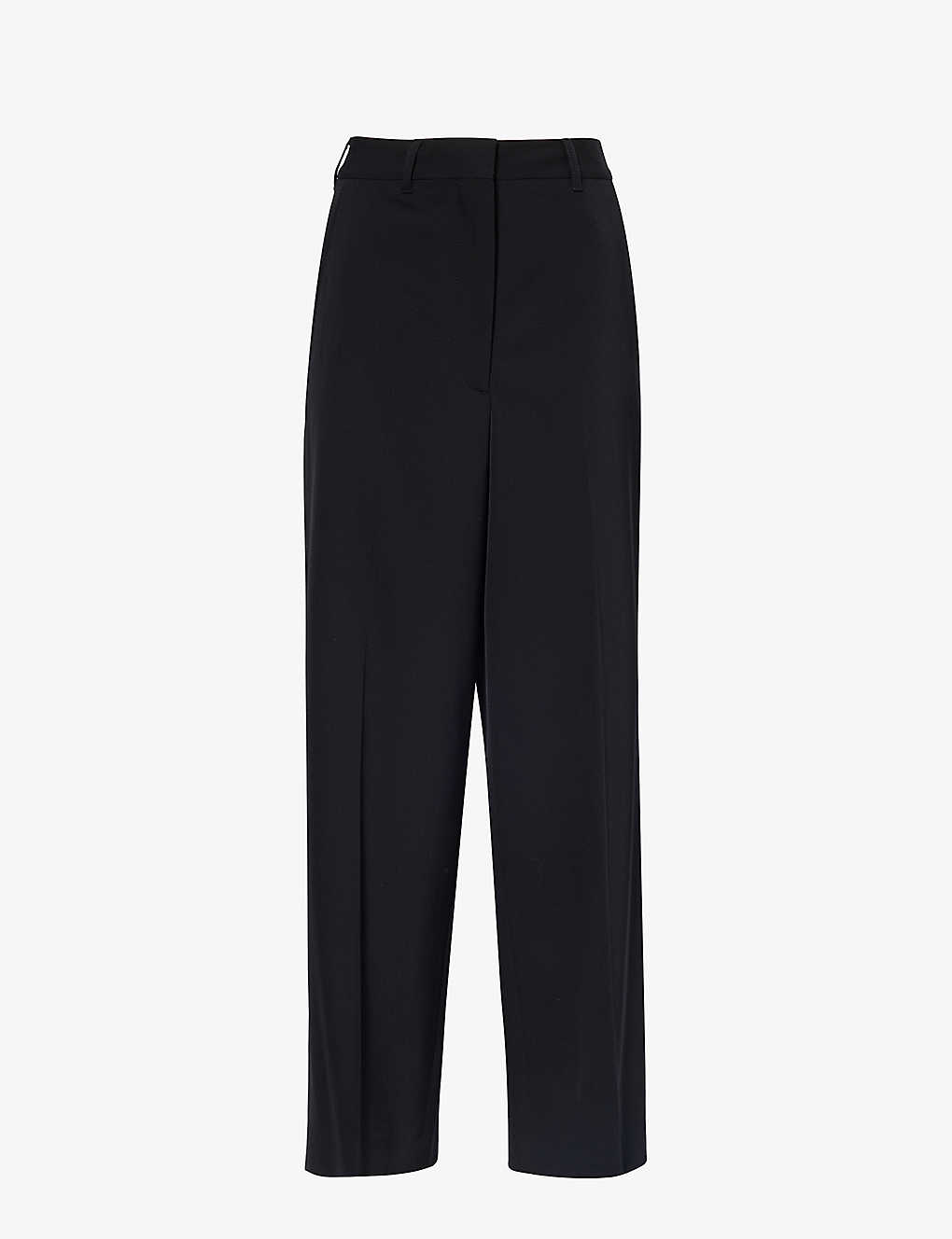 Shop Stella Mccartney Straight-leg Mid-rise Stretch-wool Trousers In Black