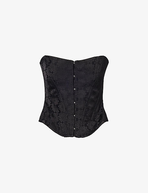 STELLA MCCARTNEY: Floral-jacquard slim-fit woven corset top