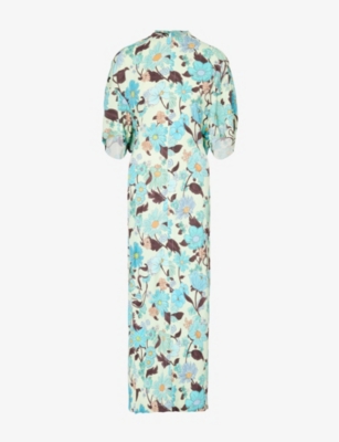 Stella Mccartney Womens Multicolor Mint Floral-print Split-hem Stretch-woven Maxi Dress In Multicolor Mint