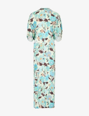 Shop Stella Mccartney Women's Multicolor Mint Floral-print Split-hem Stretch-woven Maxi Dress