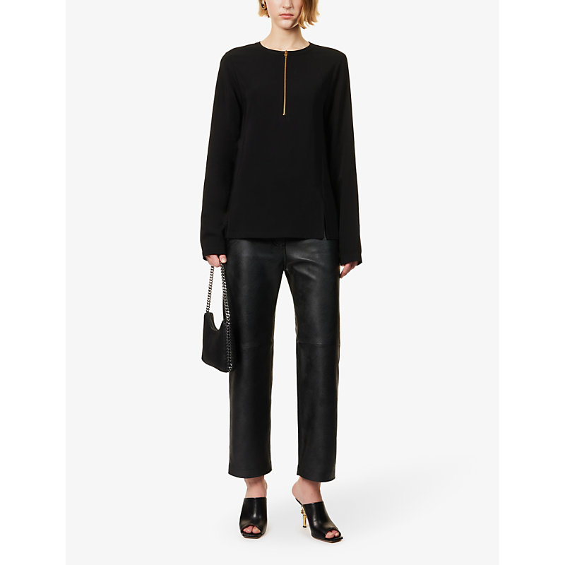 Shop Stella Mccartney Women's Black Arlesa Side-split Stretch-woven Top