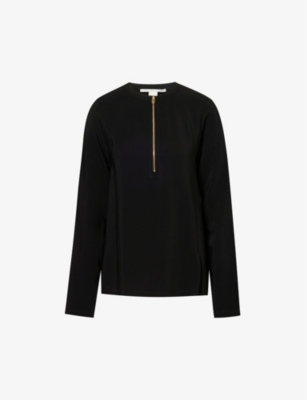 Stella Mccartney Womens Black Arlesa Side-split Stretch-woven Top In Black