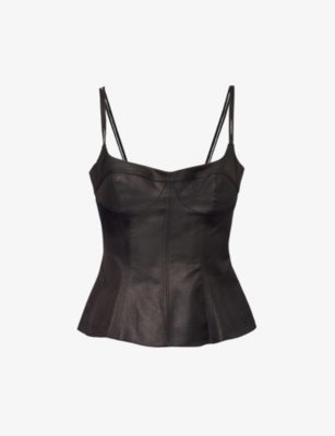 Stella Mccartney Stella Mc Cartney Black Cotton Blend Peplum Top In Black