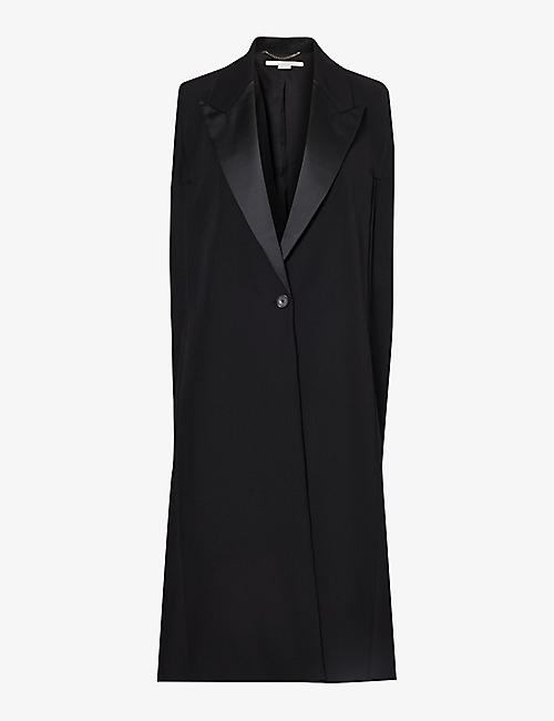 STELLA MCCARTNEY: Peak-lapel single-breasted wool cape coat