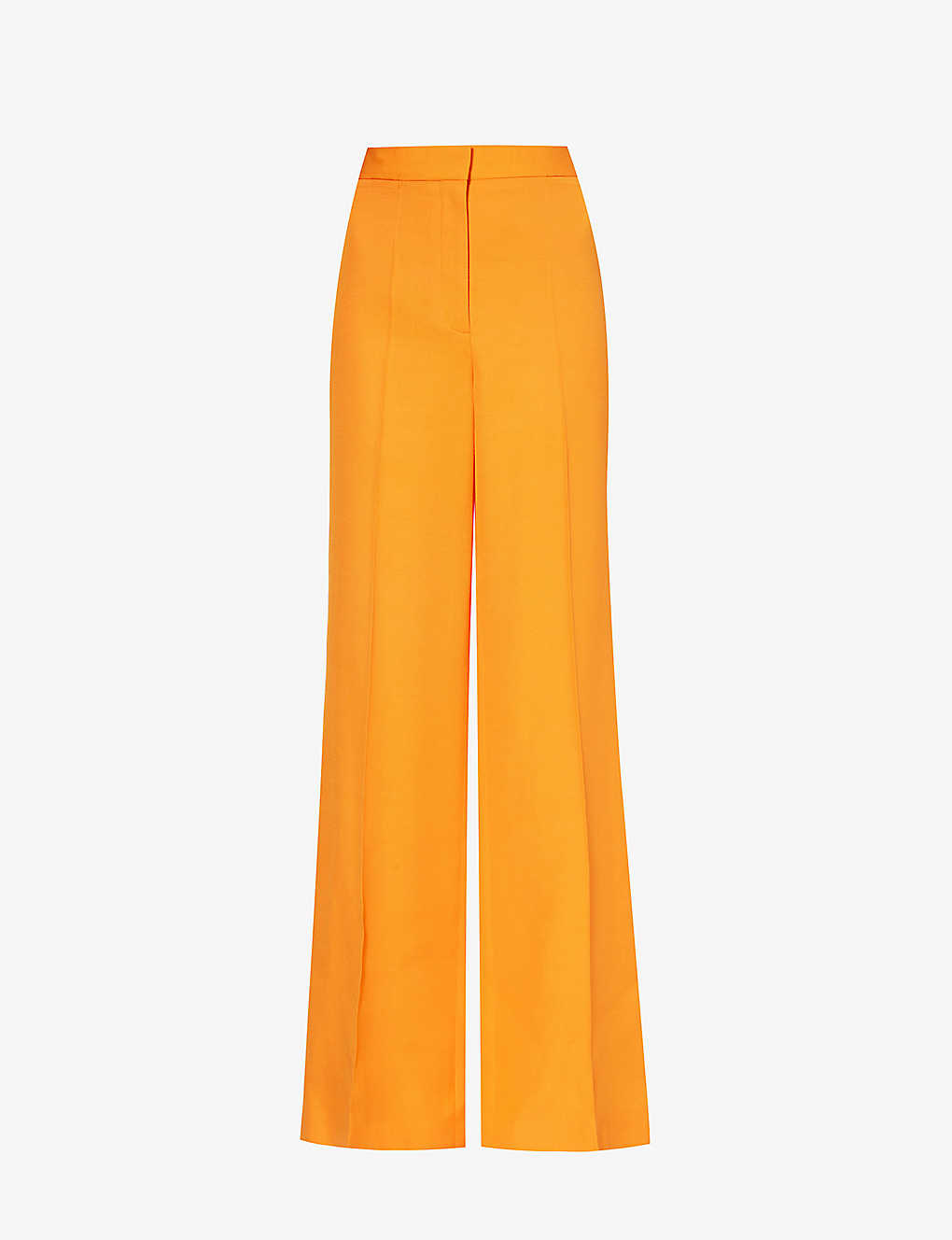 Stella Mccartney Womens Bright Orange Structured-waistband Flared-leg High-rise Woven Trousers