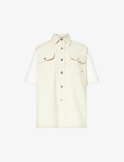 STELLA MCCARTNEY: Contrast-panel short-sleeve denim shirt