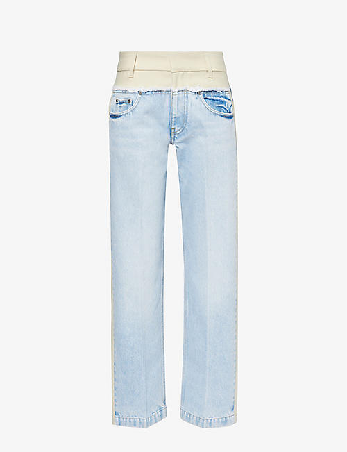 STELLA MCCARTNEY: Contrast-panel side-stripe straight-leg jeans