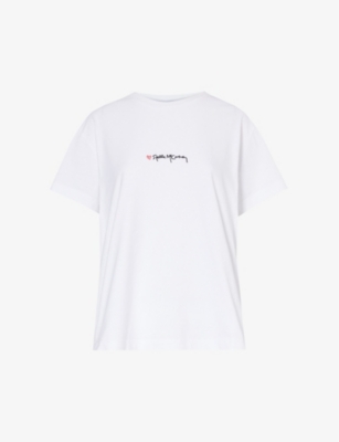 Stella Mccartney Womens Pure White Logo-embroidered Cotton-jersey T-shirt