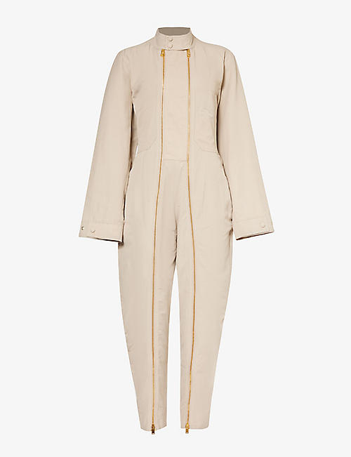 STELLA MCCARTNEY: Tapered-leg cotton and linen-blend woven jumpsuit