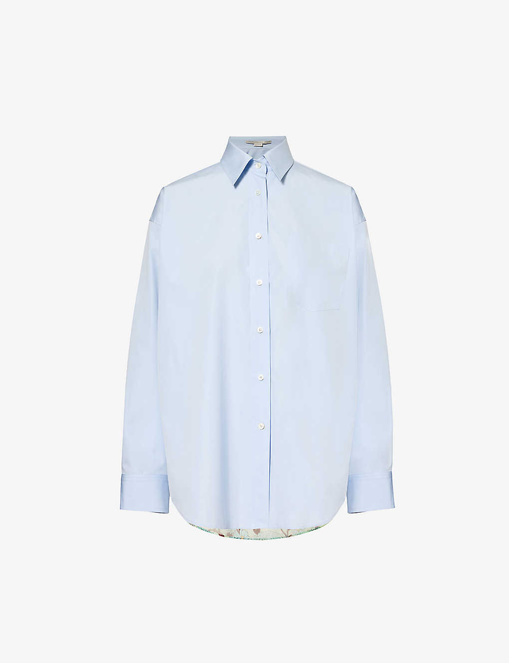 Stella Mccartney Womens Sky Blue Oversized Patch-pocket Cotton Shirt