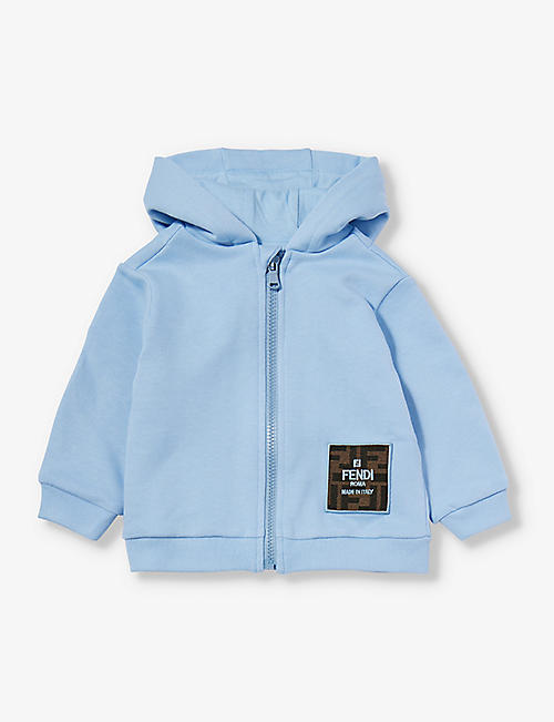 FENDI: Logo-patch cotton-jersey hoody 12-24 months