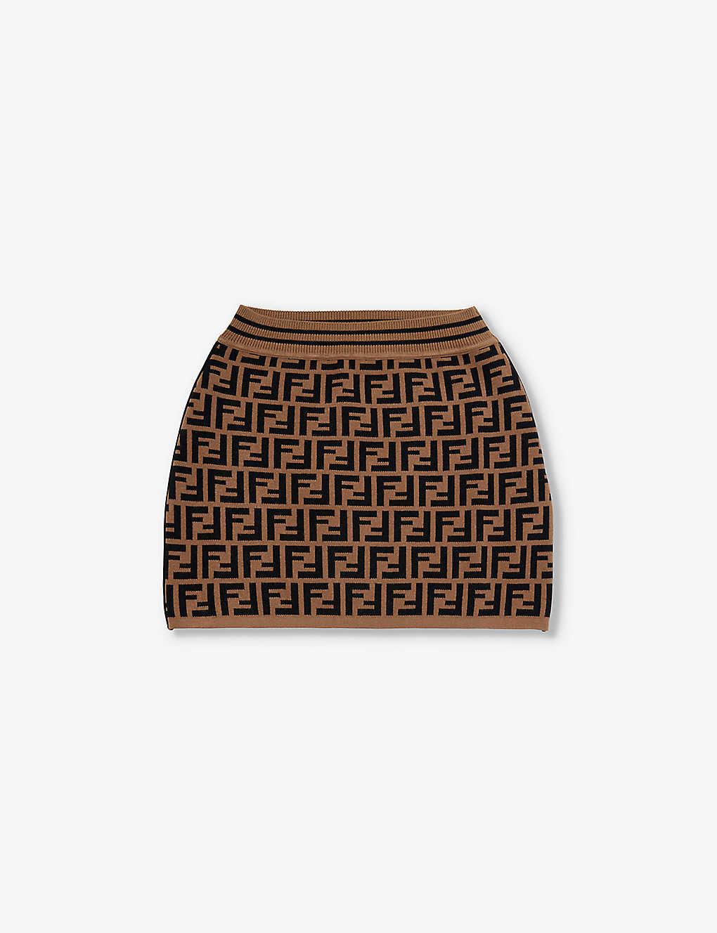 Shop Fendi Ff Monogram-logo Knitted Skirt In Zucca
