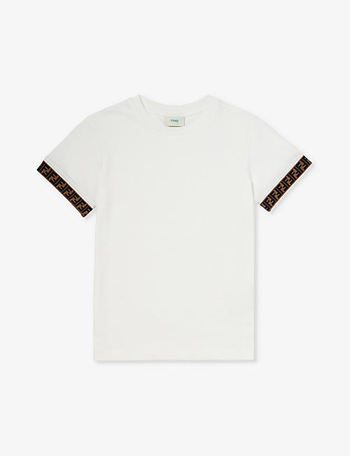 FENDI: Logo-embroidered short-sleeve cotton-jersey T-shirt 6-12 years