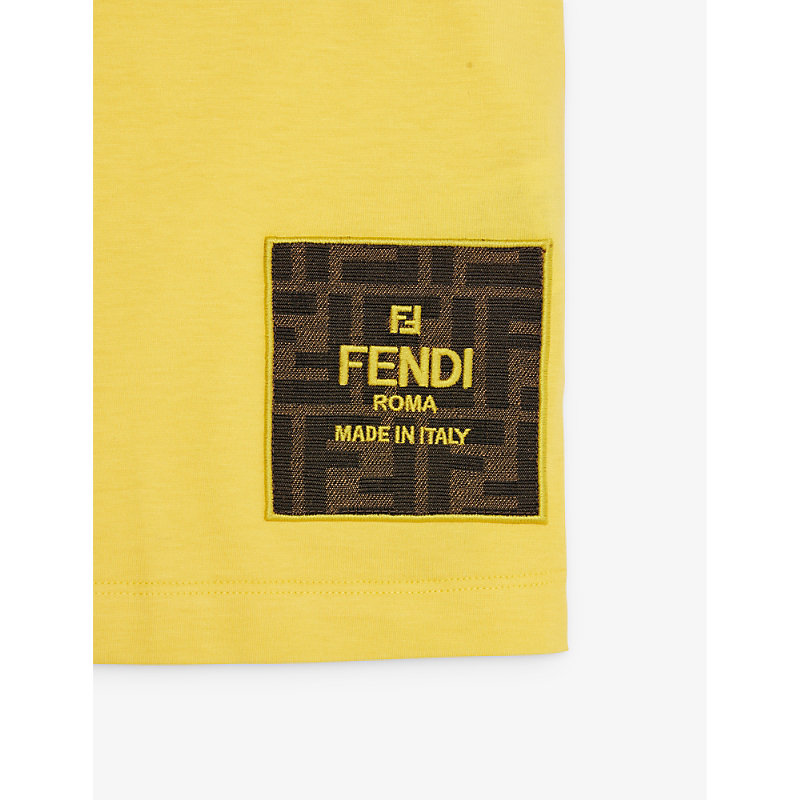 Shop Fendi Boys Giallo Impero Kids Logo-embroidered Short-sleeve Cotton-jersey T-shirt 8-12 Years