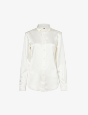 Polo Ralph Lauren Womens Trophy Cream Long-sleeved Silk Shirt