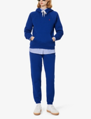 Shop Polo Ralph Lauren Womens Sporting Royal Logo-embroidered Regular-fit Cotton-blend Hoody In Blue