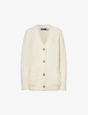 Polo Ralph Lauren V-neck Relaxed-fit Wool-knit Cardigan In Cream