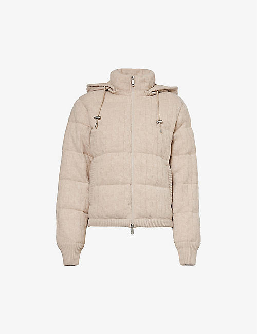 POLO RALPH LAUREN: Cable-knit quilted padded wool and cashmere-blend down-jacket