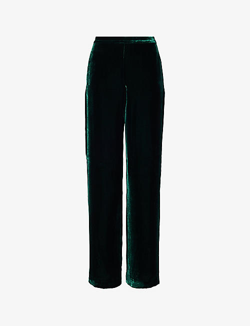 POLO RALPH LAUREN: High-rise straight-leg silk-blend velvet trousers