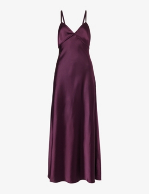 POLO RALPH LAUREN POLO RALPH LAUREN WOMEN'S RUBY V-NECK SLIM-FIT SATIN MAXI DRESS