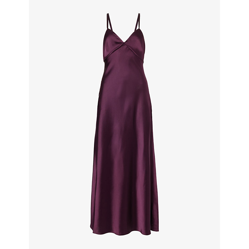 Shop Polo Ralph Lauren Women's Ruby V-neck Slim-fit Satin Maxi Dress