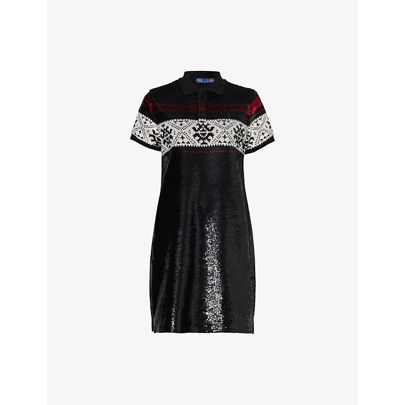 Shop Polo Ralph Lauren Sequin-embellished Relaxed-fit Cotton In Black Nordic Sequin