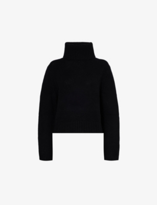 Polo Ralph Lauren Womens Polo Black Turtleneck Wool And Cashmere-blend Jumper