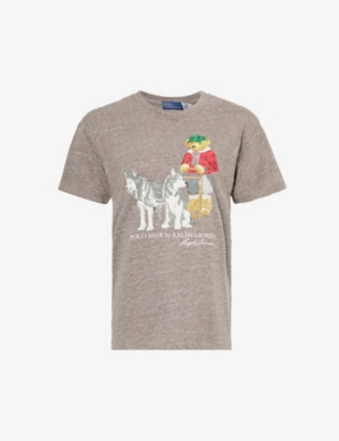 Polo Ralph Lauren Sleigh Bear T-short Sleeve-t-shirt In Heather Grey