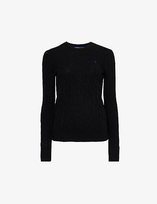 POLO RALPH LAUREN: Julianna logo-embroidered cable-knit wool and cashmere-blend jumper