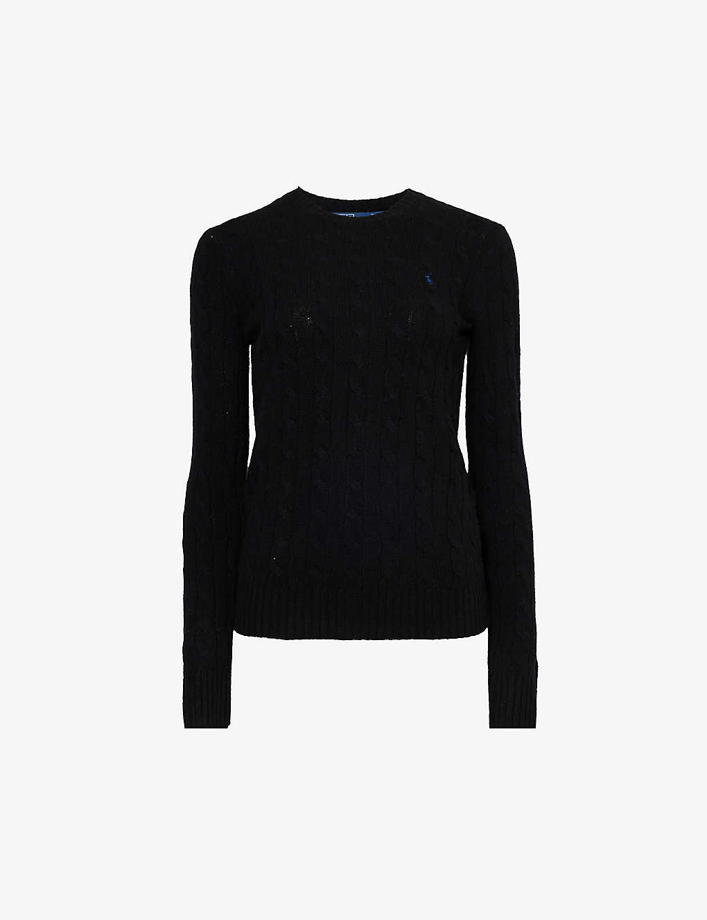 Polo Ralph Lauren Julianna Logo-embroidered Cable-knit Wool And Cashmere-blend Jumper In Polo Black