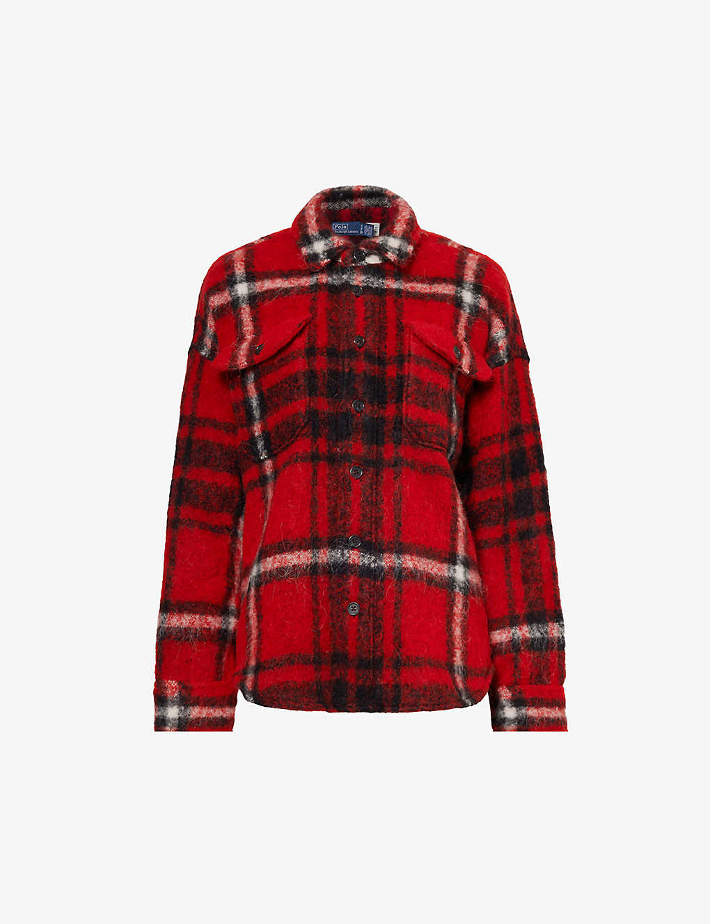 Shop Polo Ralph Lauren Olivia Checked Wool-blend Overshirt In 1505 Oversize Red Plaid