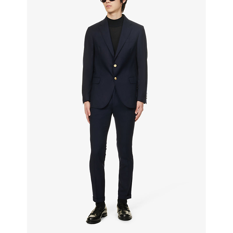 Shop Polo Ralph Lauren Single-breasted Notched-lapel Wool Blazer In Navy