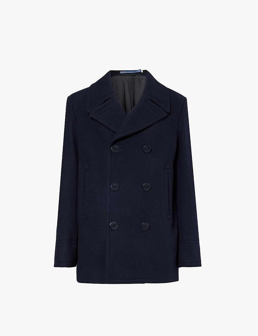 Polo Ralph Lauren Mens Navy Single-breasted Notched-lapel Wool-blend Coat