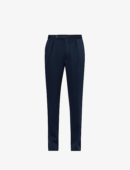 POLO RALPH LAUREN: Brad pleated regular-fit tapered-leg woven trousers