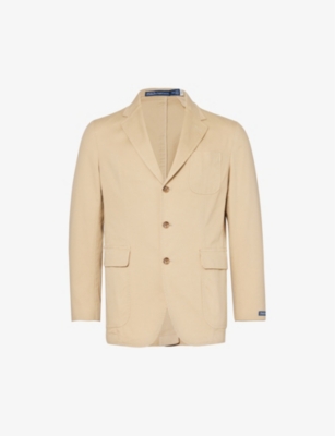 Polo Ralph Lauren Mens Tan Single-breasted Notched-lapel Stretch-cotton Blazer