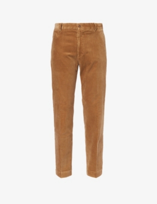 Shop Polo Ralph Lauren Men's Rustic Tan Corduroy Tapered-leg Slim-fit Stretch-cotton Trousers