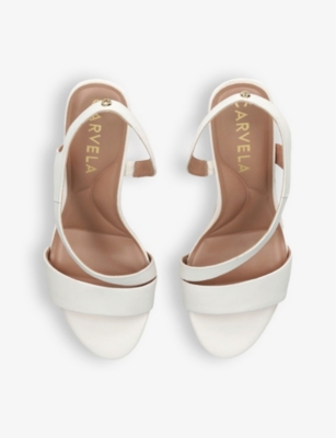 Carvela Womens Bone Symmetry C-stud Leather Wedge Sandals In Bone