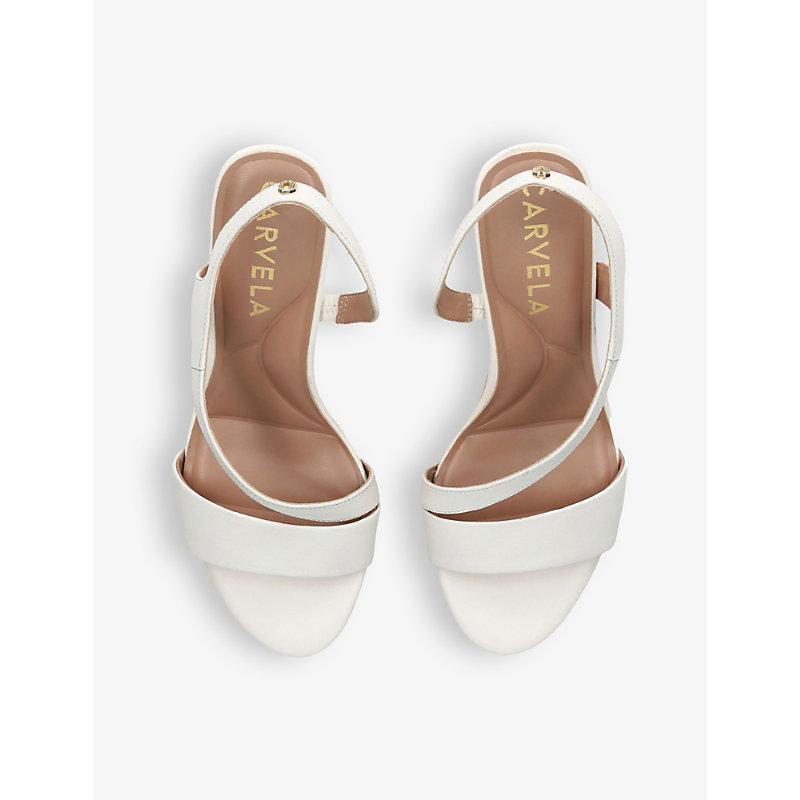 Shop Carvela Women's Bone Symmetry C-stud Leather Wedge Sandals