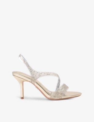 CARVELA: Symmetry crystal-embellished vinyl heeled sandals