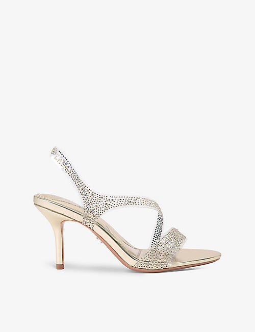 CARVELA: Symmetry crystal-embellished vinyl heeled sandals