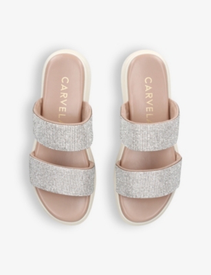 Carvela Comfort Womens Silver Krypton Embellished Leather Sandals In Silver