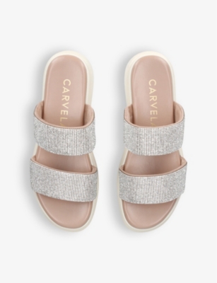 Shop Carvela Comfort Women's Silver Krypton Embellished Leather Sandals