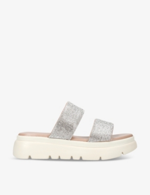 Shop Carvela Comfort Women's Silver Krypton Embellished Leather Sandals